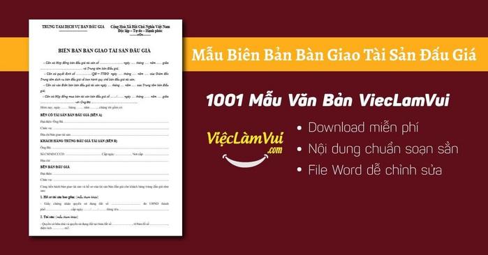 Mẫu biên bản bàn giao tài sản đấu giá
