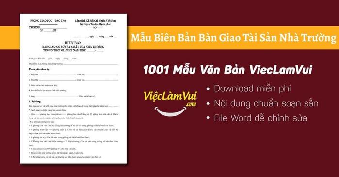 Mẫu biên bản bàn giao tài sản nhà trường