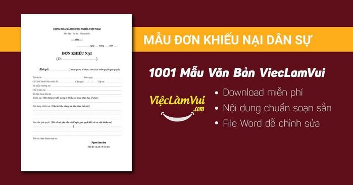 Mẫu đơn khiếu nại dân sự