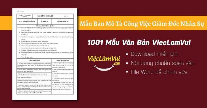 Mẫu bản mô tả công việc giám đốc nhân sự