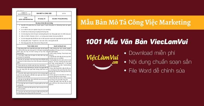 Mẫu bản mô tả công việc marketing
