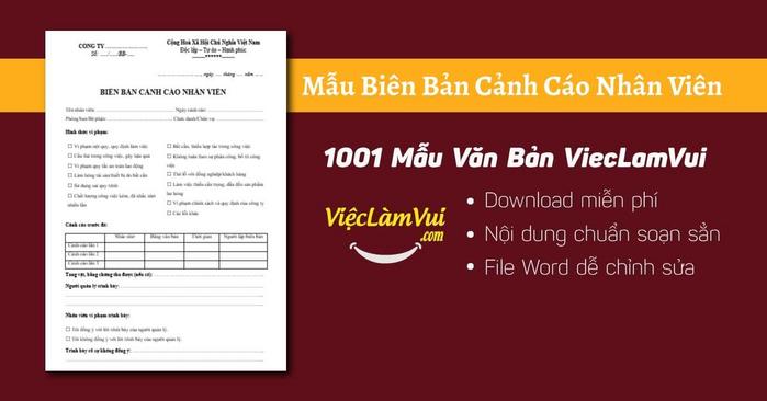 Mẫu biên bản cảnh cáo