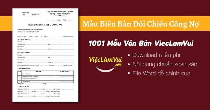 Mẫu biên bản đối chiếu công nợ chuẩn, mới nhất