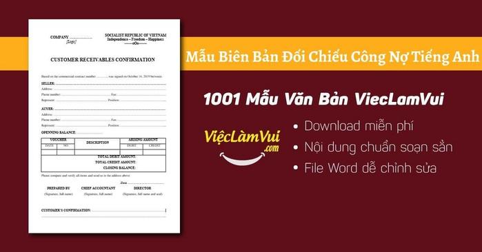Mẫu biên bản đối chiếu công nợ tiếng Anh