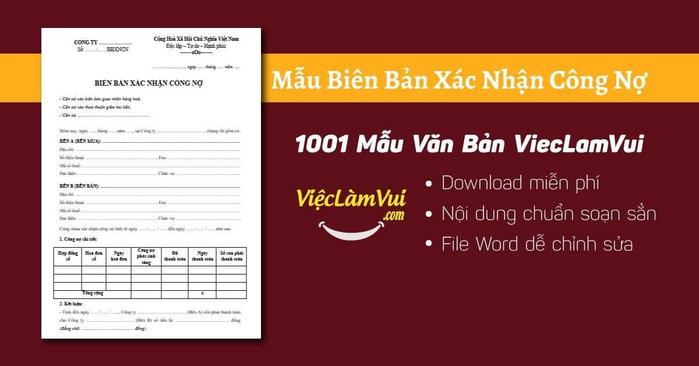Mẫu biên bản xác nhận công nợ