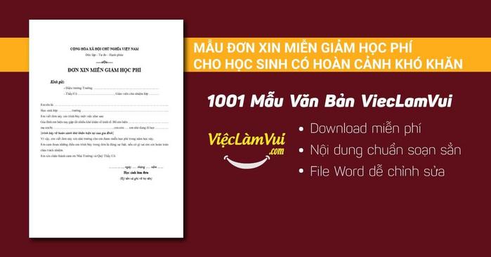 Mẫu đơn xin miễn giảm học phí cho học sinh có hoàn cảnh khó khăn