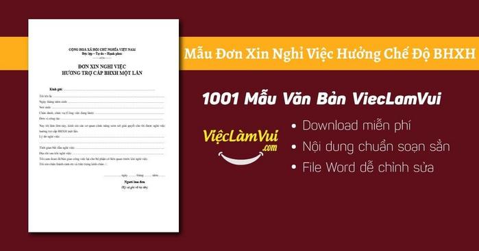 Mẫu đơn xin nghỉ việc hưởng chế độ BHXH