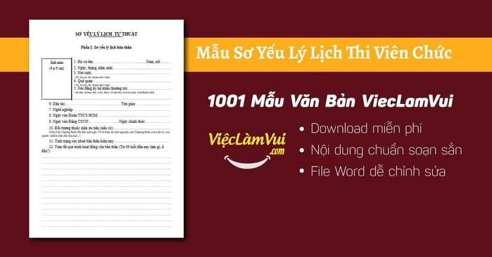 Mẫu sơ yếu lý lịch thi viên chức