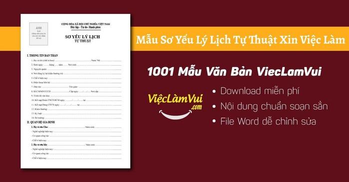 Tải mẫu sơ yếu lý lịch xin việc tự thuật file Word chuẩn nhất
