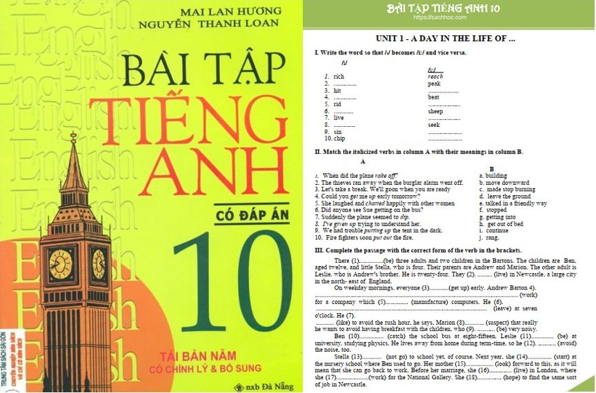 Bài tập tiếng Anh lớp 10 Mai Lan Hương có đáp án PDF