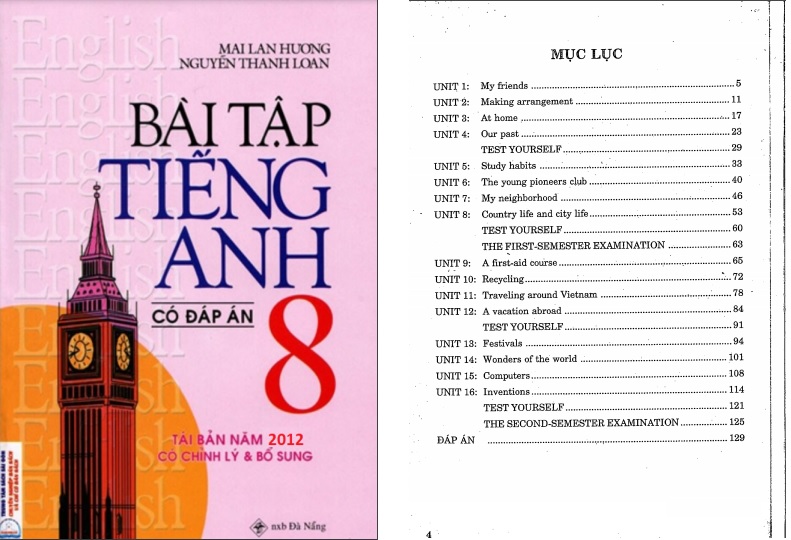 Đáp án bài tập tiếng Anh Mai Lan Hương lớp 8 PDF